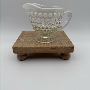 Vintage Anchor Hocking Glass Creamer with Hobnail Opalescent‎ Design